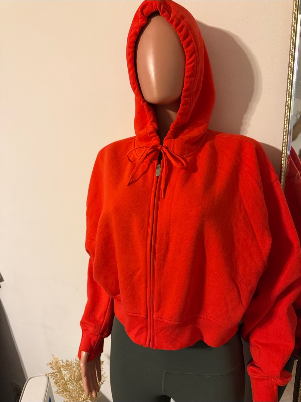 Athleta Vibrant Red Hooded Zip Bomber Jacket - Picture 2 of 5